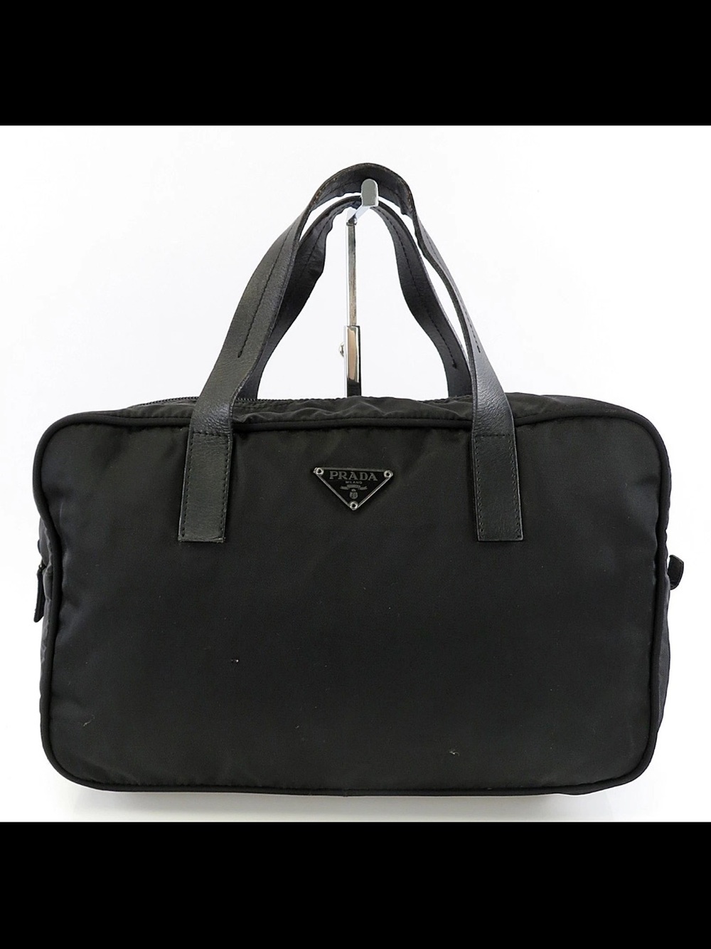 Prada Black Nylon Tote with Leather Top Handles